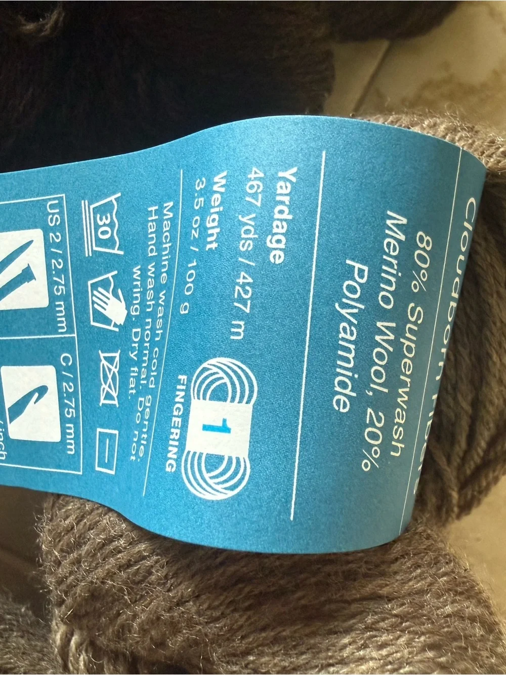 Cloudborn Fibers Merino Sock Yarn - Espresso Heather/Stone Heather